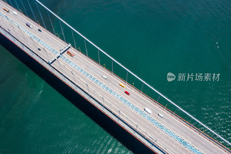 Drone view of Tsing Ma Bridge, Hong Kong